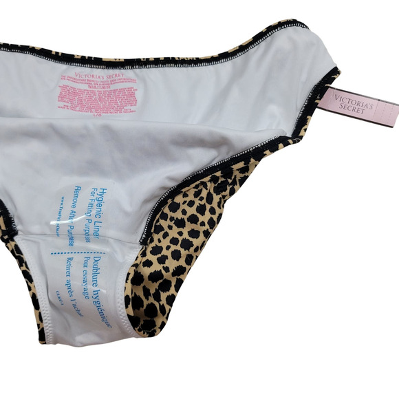 Victoria Secret Black Bikini Top NWOT 36D Bottom Animal Print L NWT - Picture 3 of 6